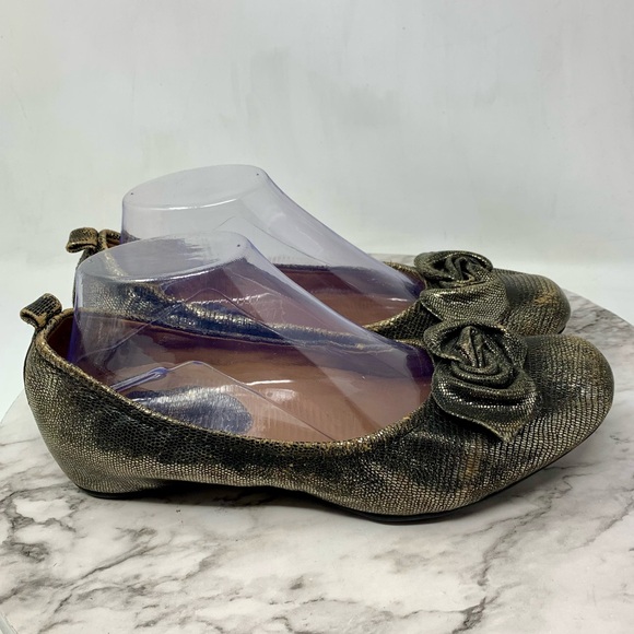 Earthies Rubio Metallic Bow Hidden Wedge Comfort Shoes 9.5 Edgy Artsy Balletcore - Picture 2 of 16